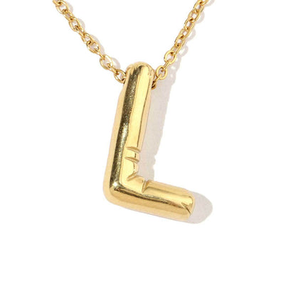 18k real gold titanium steel bubble letter pendant