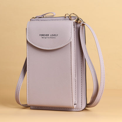 Zipper solid color shoulder messenger bag wallet