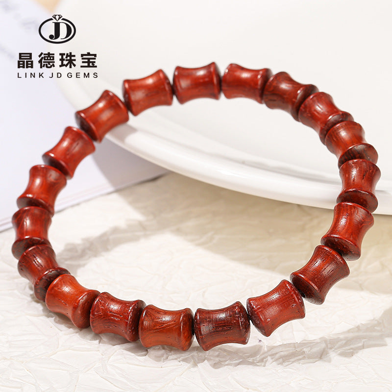 Safflower rosewood bamboo bead bracelet