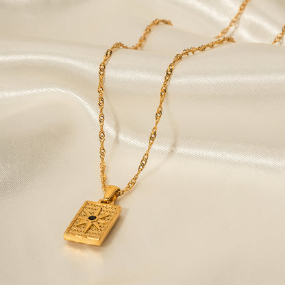 Double-sided square pendant necklace