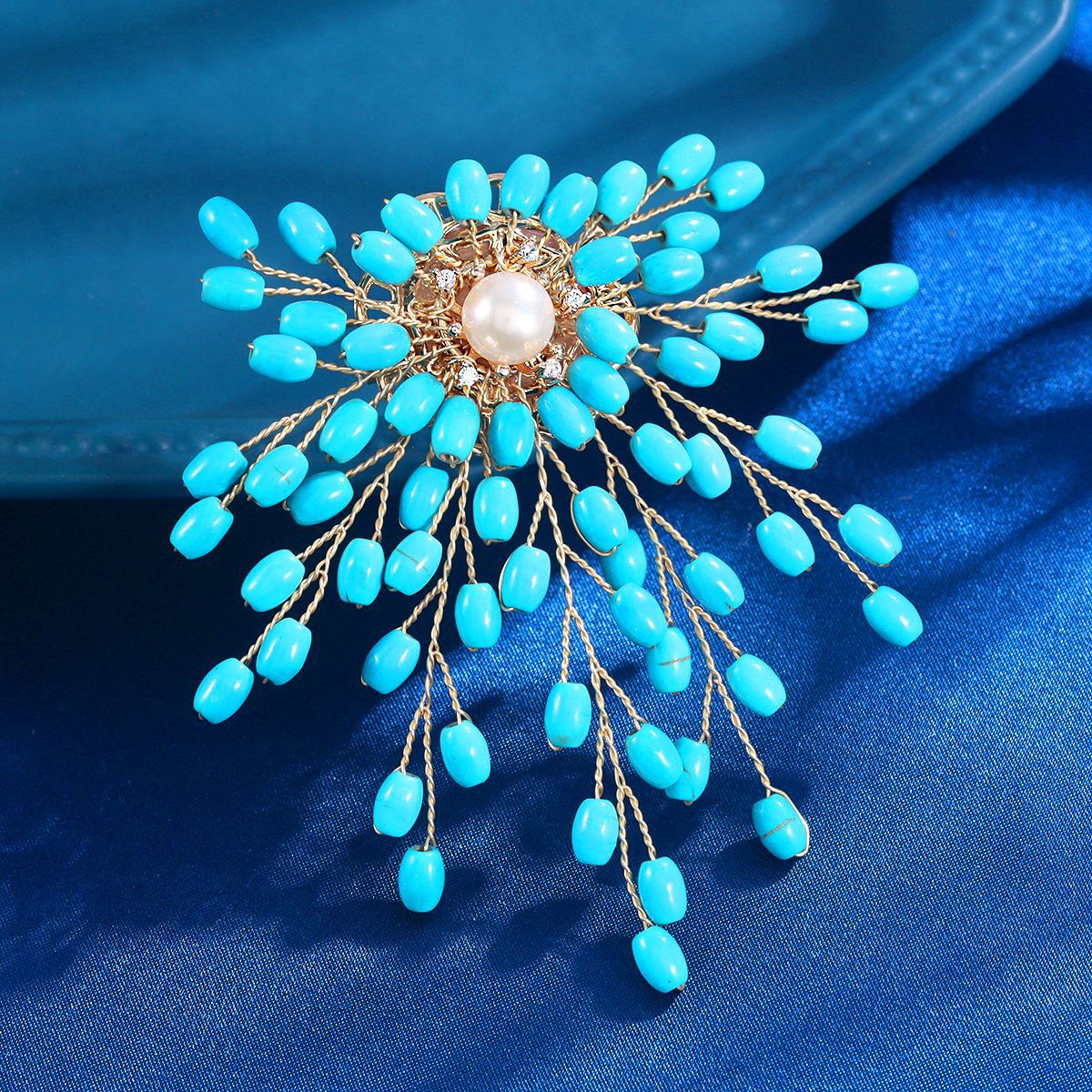 Turquoise fireworks corsage