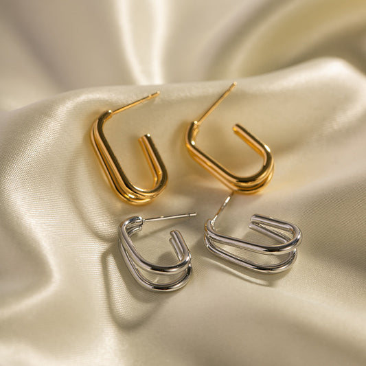 Double line geometric earrings for women