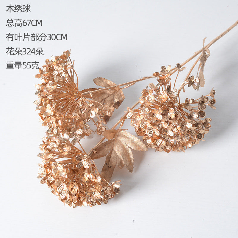 Artificial golden wooden hydrangea artificial flowers