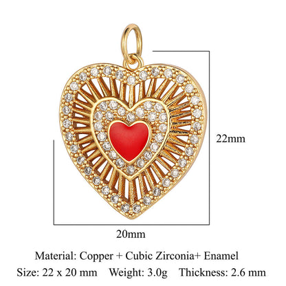 Feather dripping oil crown love copper zircon pendant