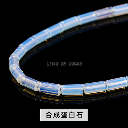 4 * 9 natural jade powder crystal round tube loose beads