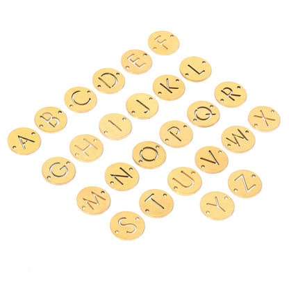 20 pcs/pack gold 26 letter titanium steel pendant