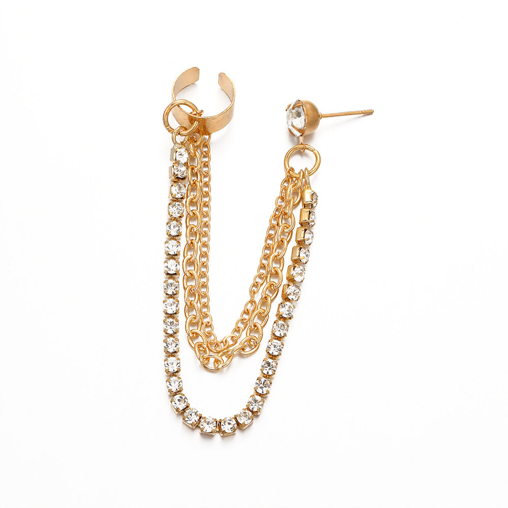 Rhinestone Chain Earrings Ear Clip Wholesale