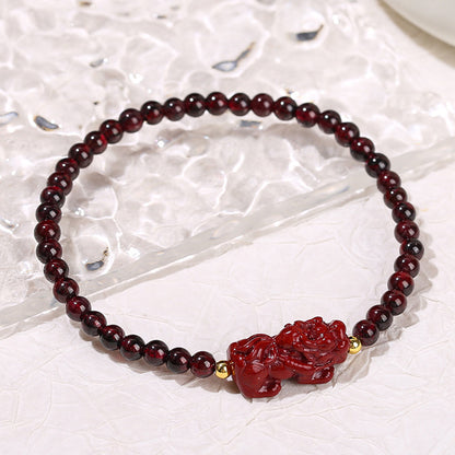 Natural garnet purple sand Pixiu bracelet