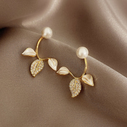 Pearl Leaf Earrings for Women