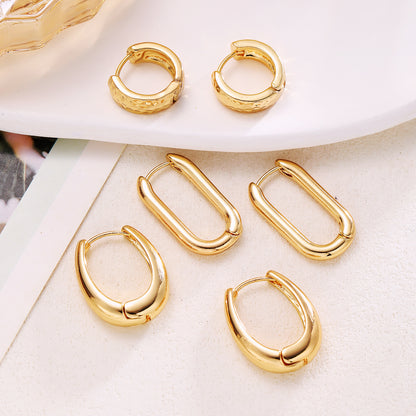 Geometric plain copper earring set Earring