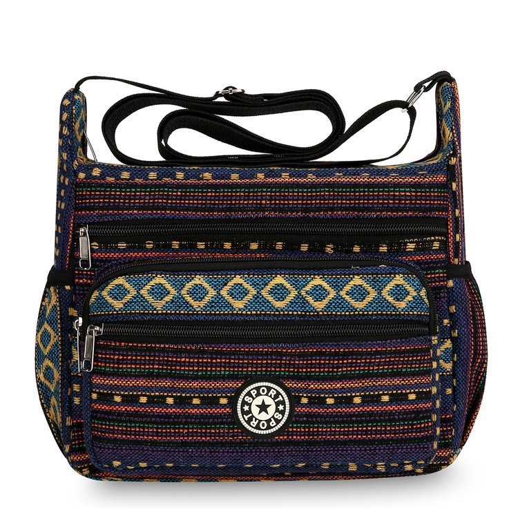 Ethnic striped canvas bag