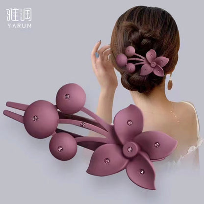 Flower Disc Hair Grab Clip Women's Rhinestone Scrub