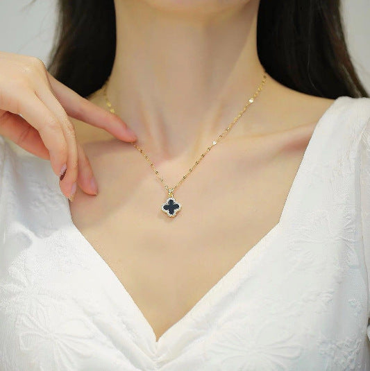 Four-leaf clover full diamond necklace