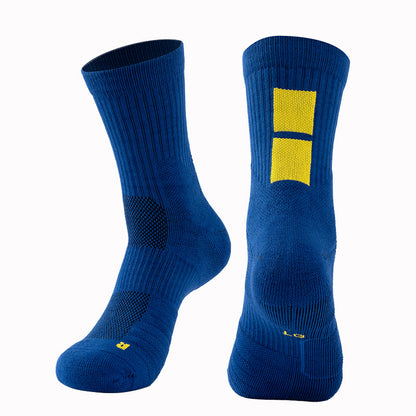 Adult Mid-Calf Gradient Basketball Socks Thick Sports Socks