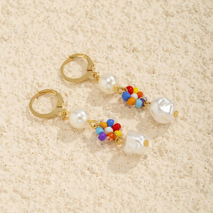 Imitation pearl flower earrings