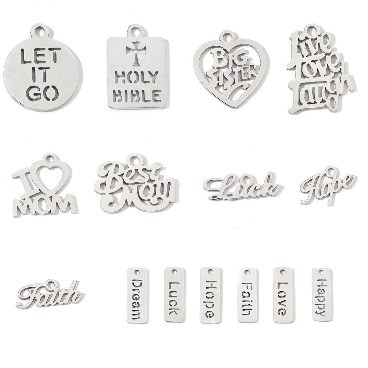 20 pcs/pack English phrase tag titanium steel