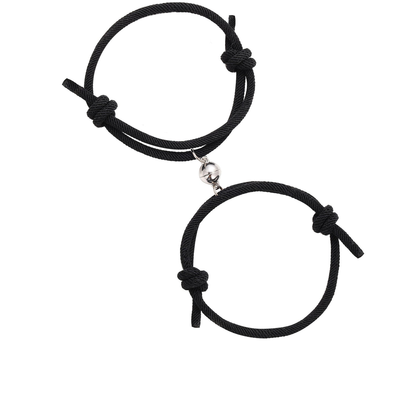 Black and white rope alloy magnet attraction bracelet