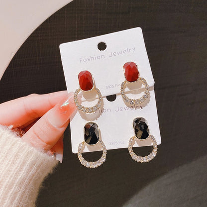 Geometric full drill earrings