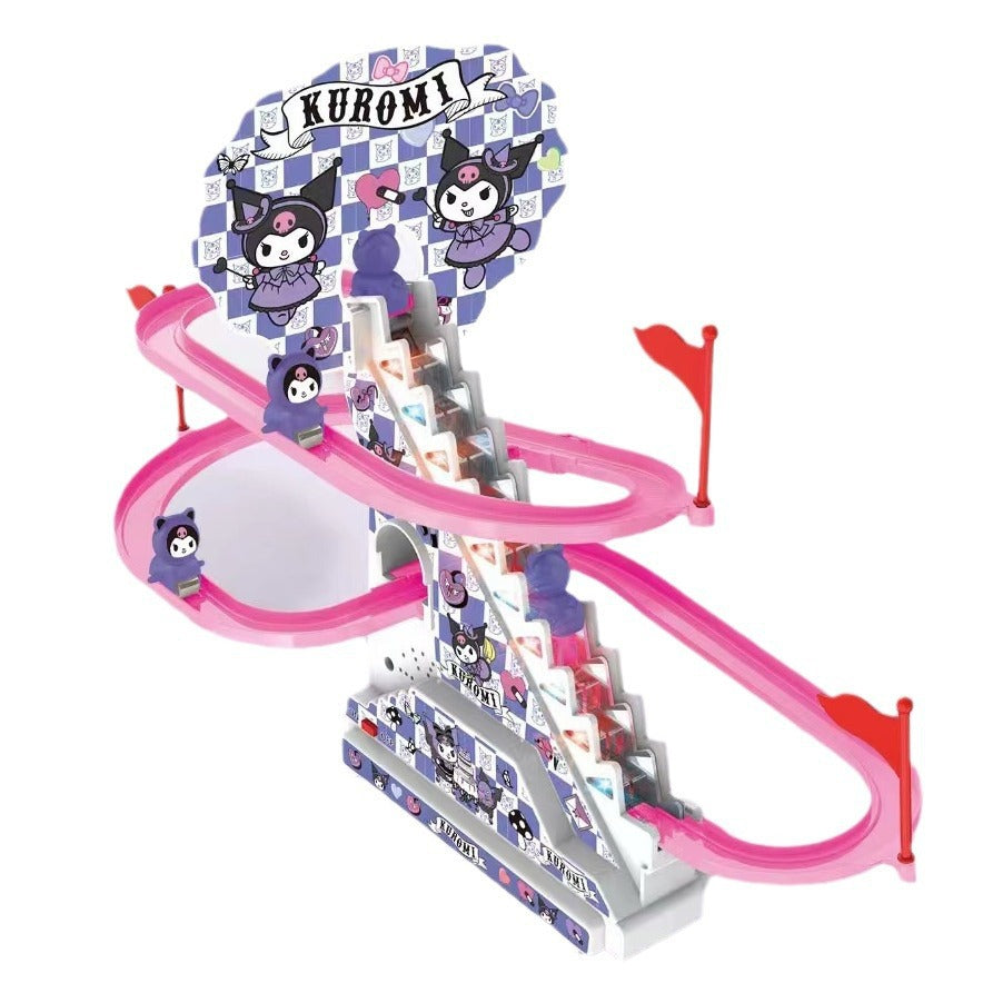 Sanrio Stair Climbing Electric Sliding Track Toy with Sound and Light Kuromi Children's Educational Electric Track Car