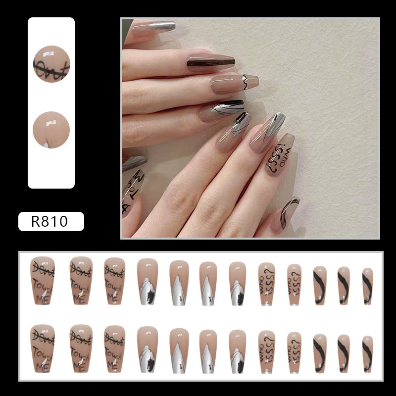 Ballet Medium-Length Graffiti Letter Fake Nails