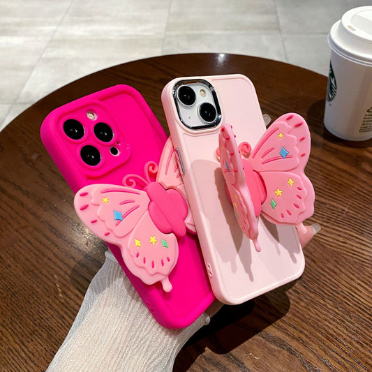 Eye Frame Case iPhone15 Pro 11 12 Foldable Butterfly Stand Solid Cover