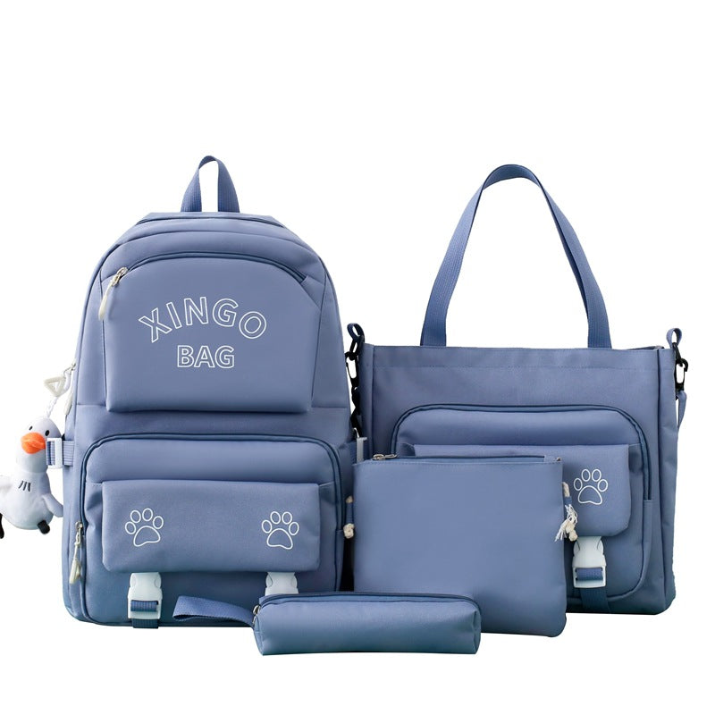 New style four piece set schoolbag for girls