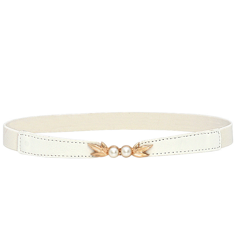 Temperament retro pearl buckle waist seal