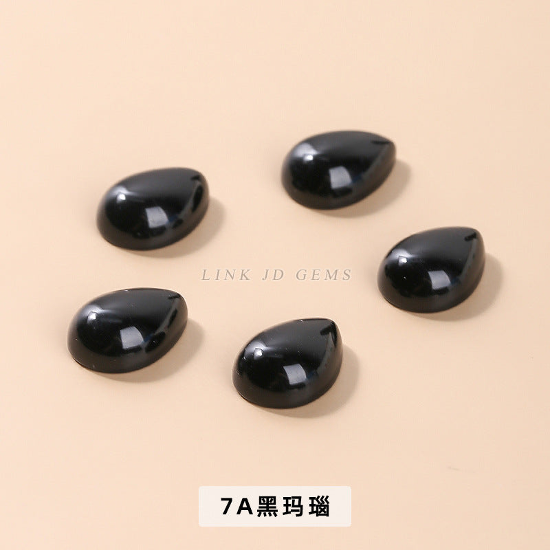 Agate water drop-shaped inlaid ring surface flat bottom loose beads