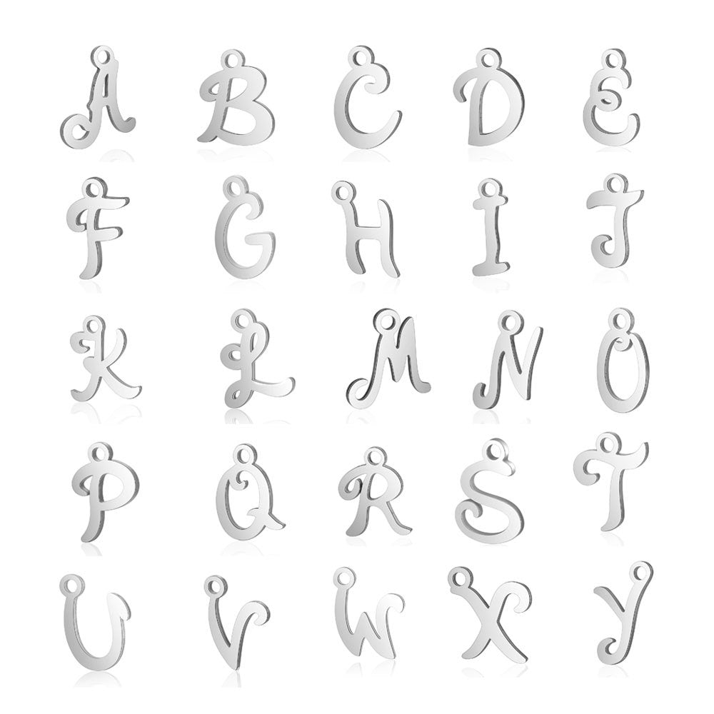 10 pcs/titanium steel full set of 26 English letter pendants