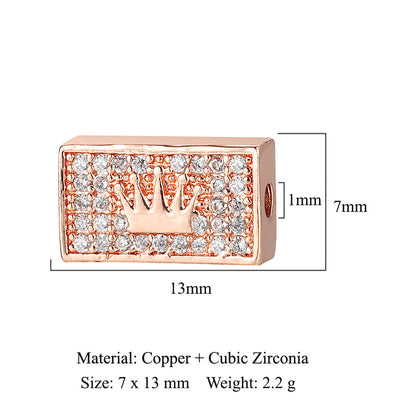 Round tube beads square fast beads copper zircon spacer beads