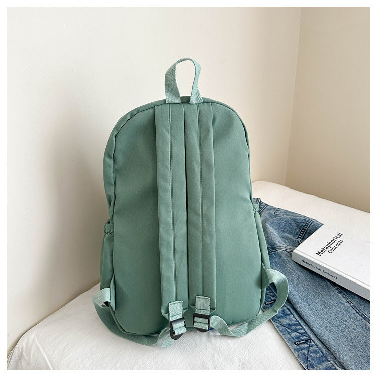 Korean version solid color schoolbag backpack