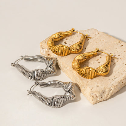 Pleated Ribbed Twisted Wire Earrings