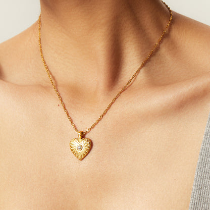 Textured Square Heart Necklace