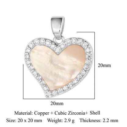 Copper zircon pendant, love shell pendant.