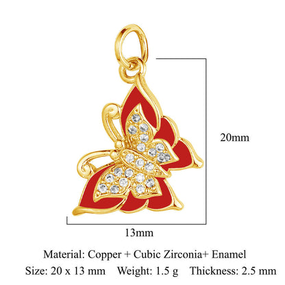 Butterfly Moon Rabbit Copper Zircon DIY Pendant