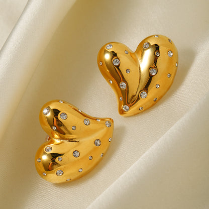 White Diamond Heart Earrings