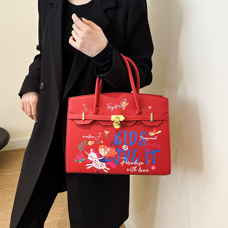 Large capacity graffiti fashion handbag