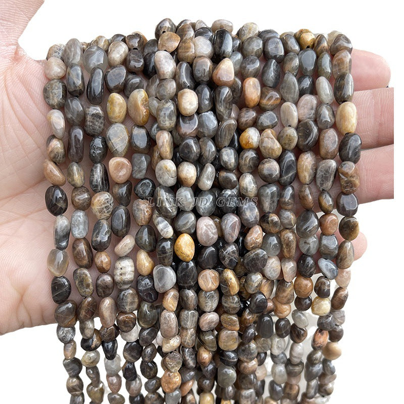 6-8Mm natural black backbone sunstone with shaped beads loose beads