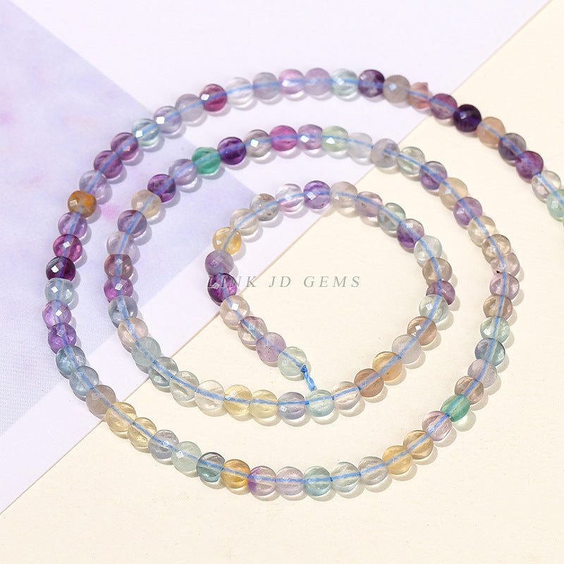 4Mm natural stone crystal cut round cake loose beads