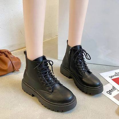 Black Front Lace-Up Martin Boots Women