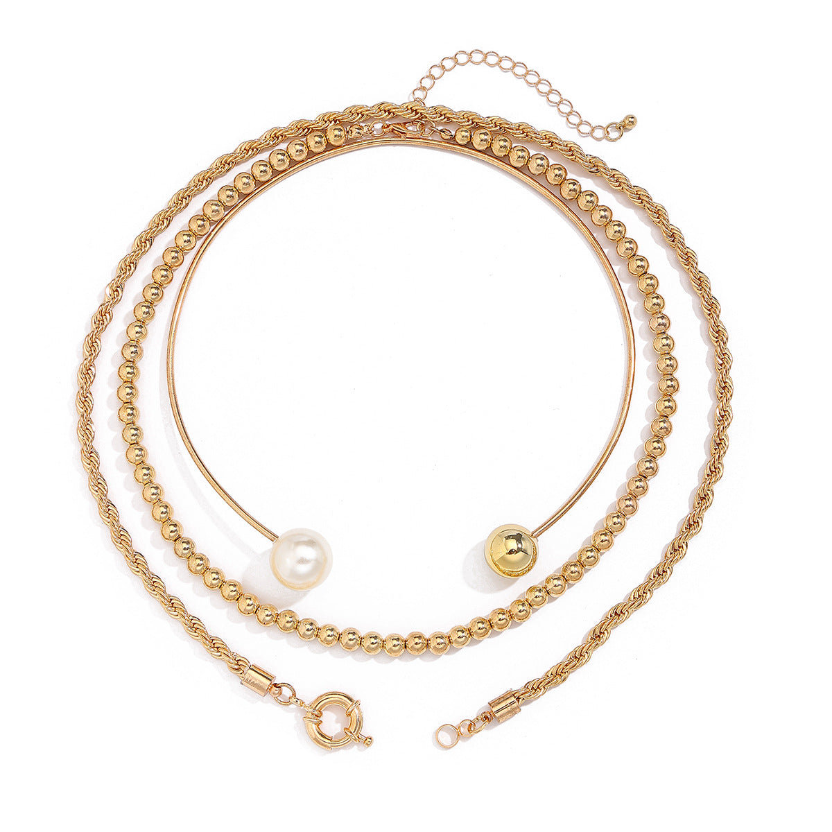 Pearl disc multilayer clavicle chain necklace