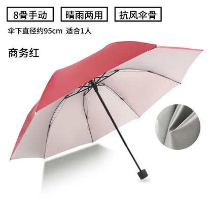 Silver Coating 3-Fold Sunshade Umbrella