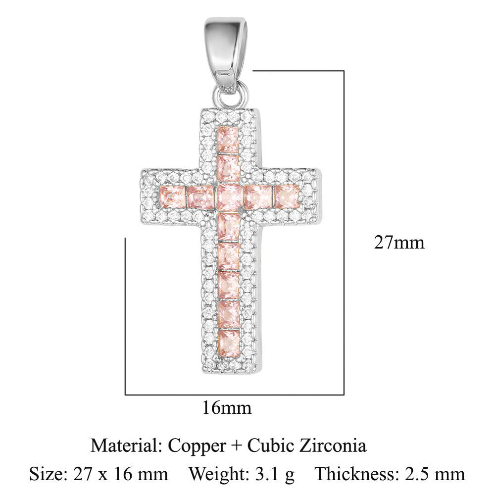 Cross Copper Micro-Inlaid Zirconia Pendant