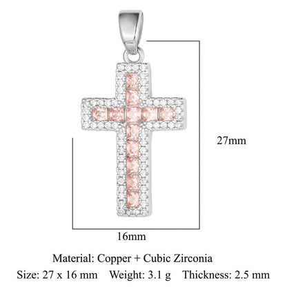 Cross Copper Micro-Inlaid Zirconia Pendant