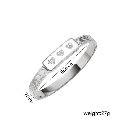 Heart-shaped Oil-drop Diamond Inlaid Stainless Steel Bracelet