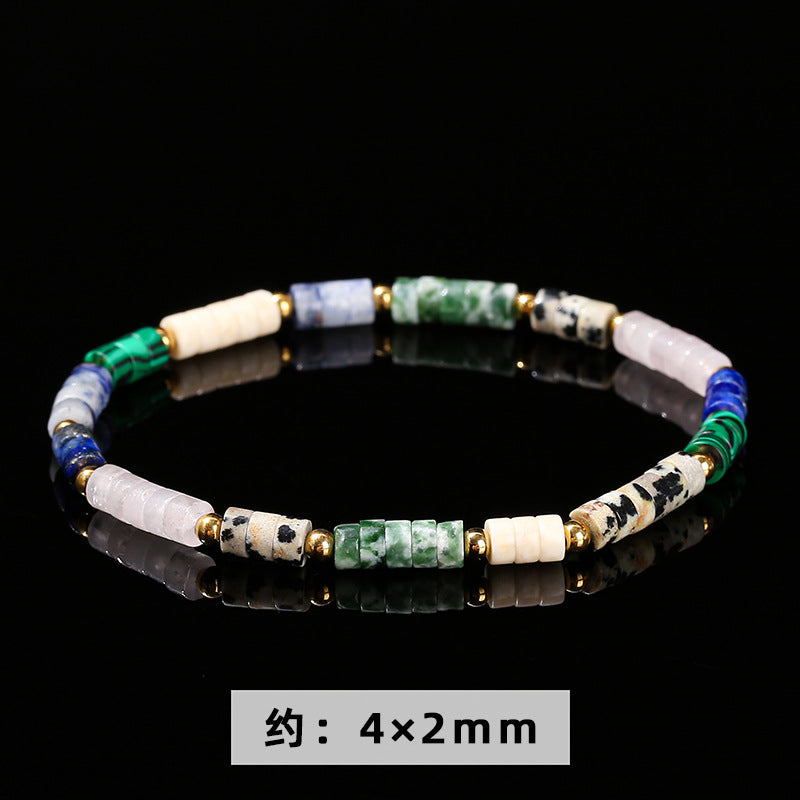 Mixed color natural stone round bead spacer bracelet