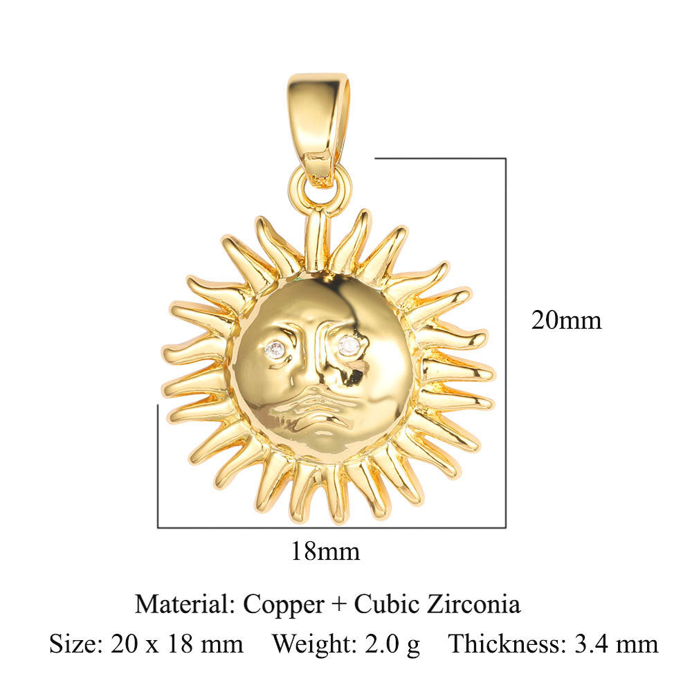 Sun Moon Star Universe Copper Zircon Pendant