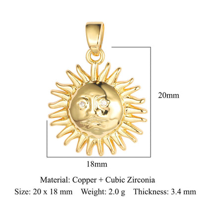 Sun Moon Star Universe Copper Zircon Pendant