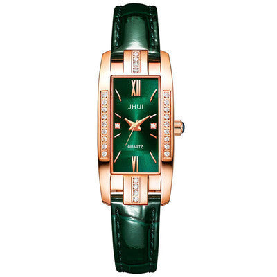 Elegant Square Small Green Women's Watch