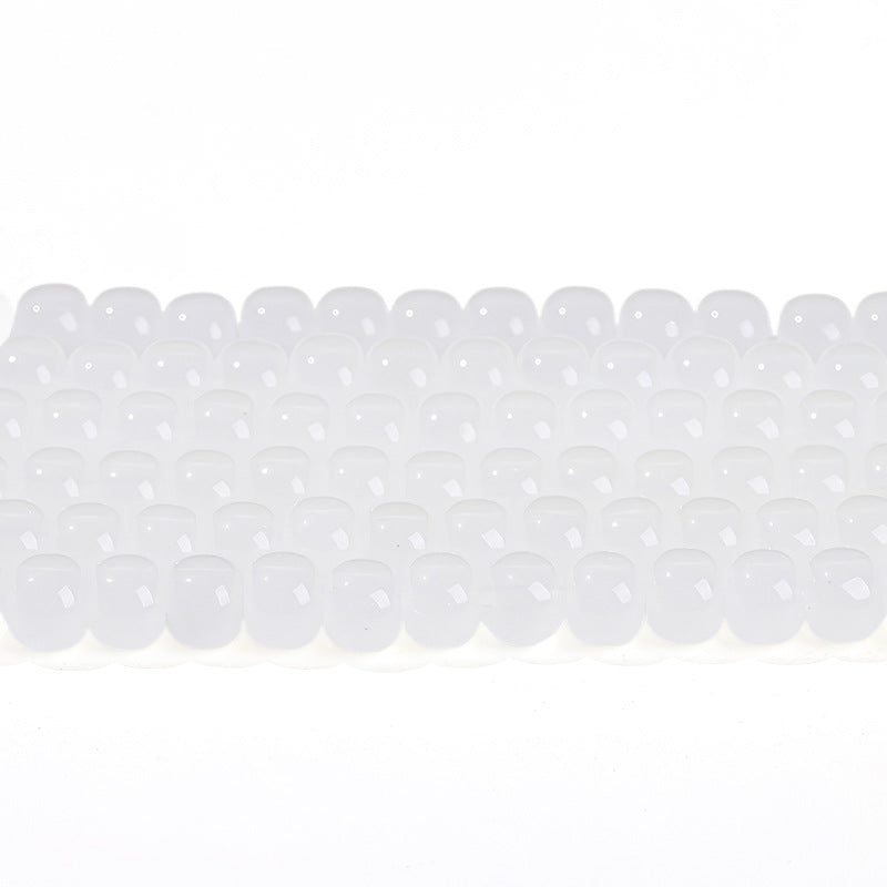 7 * 8Mm imitation white jade glass old bead barrel beads